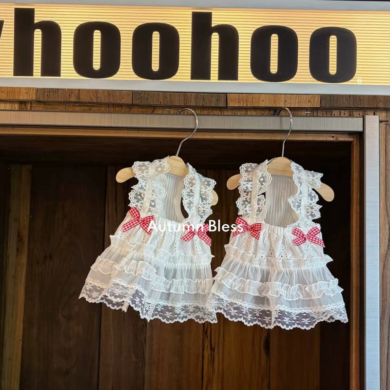 Autumn Bless | Cloud Lace Cami Dress with Bows for Small Dogs