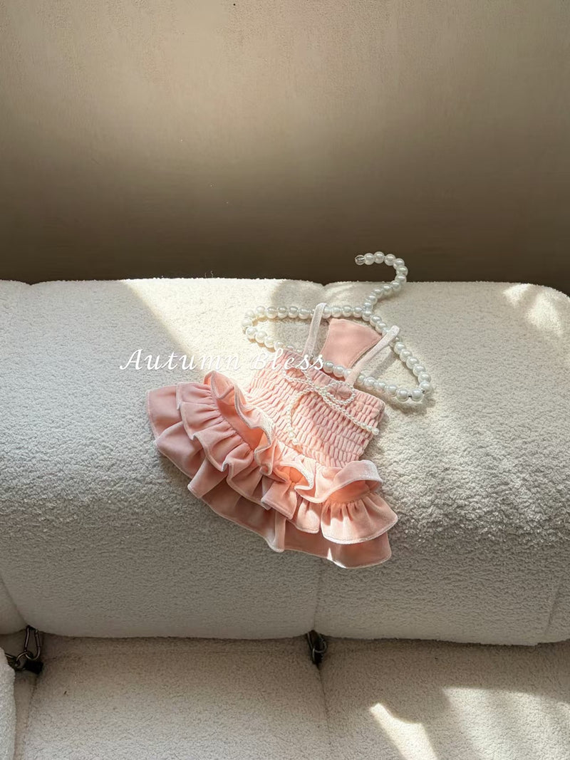 Autumn Bless | Pearl Velvet Tiered Cake Dress for Small Dogs