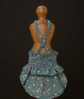 Vintage Blue Floral Shirred Dog Dress